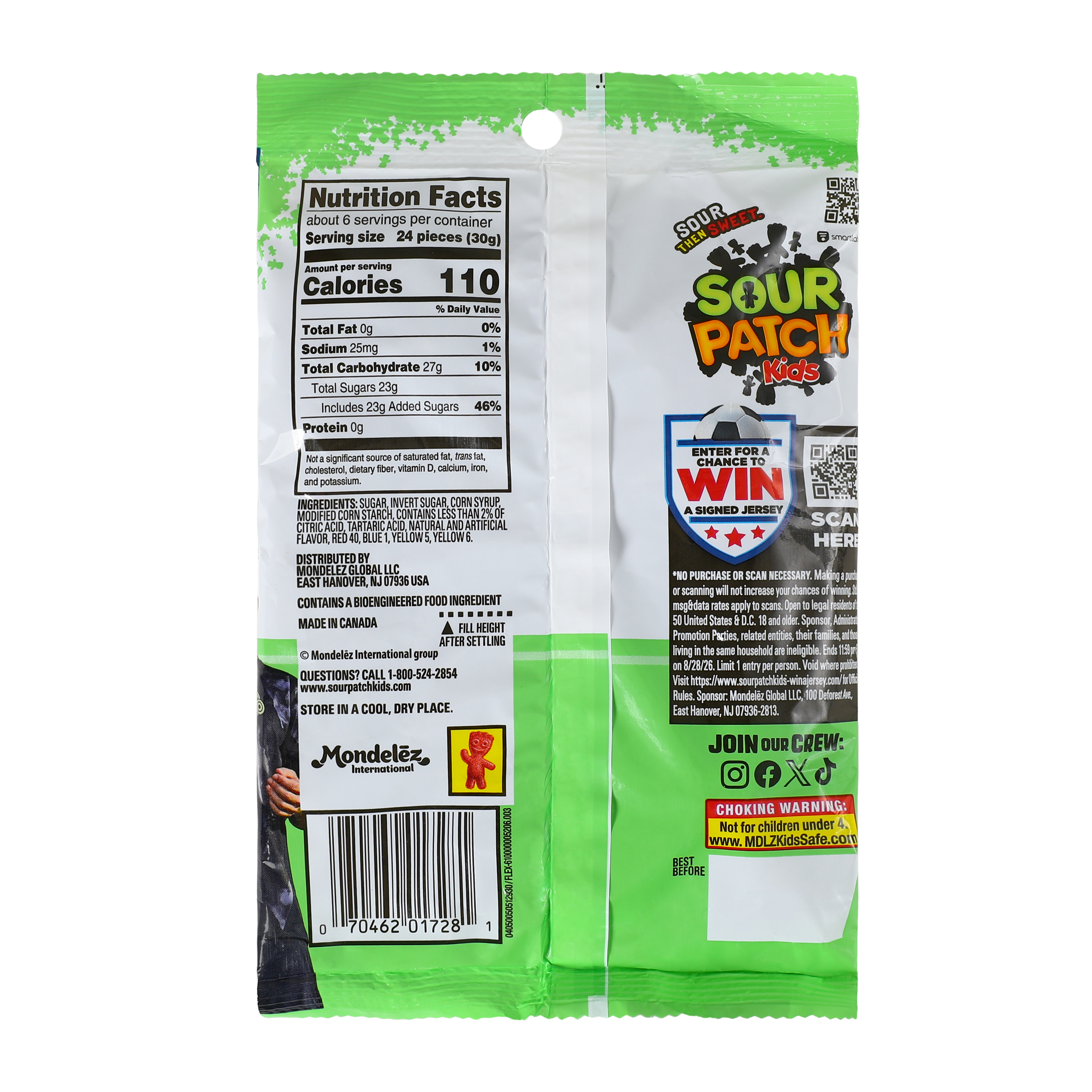 Sour Patch Kids Strikers Black Raspberry Candy 3.1oz