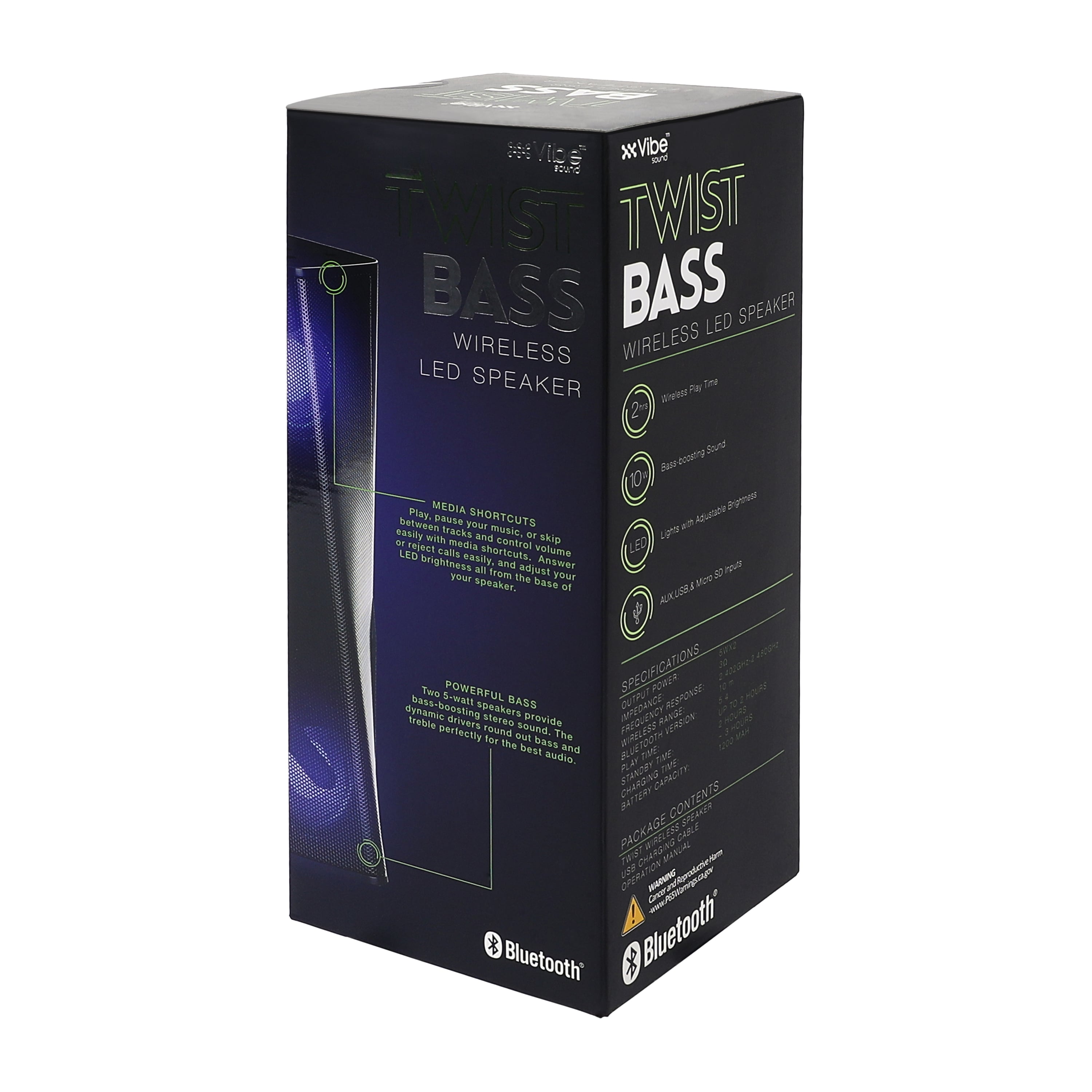 Vibe Sound™ Twist Bass Wireless LED Speaker