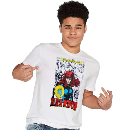 Marvel Avengers Classic Lucky Widow-Maglietta a Maniche Corte da Donna T- Shirt, Grigio Melange, XL