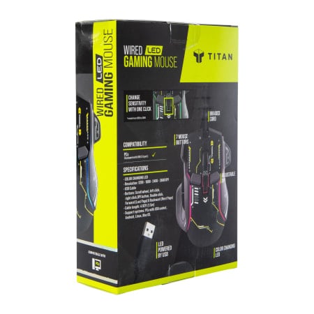 Titan Wired LED Gaming Mouse | Five Below