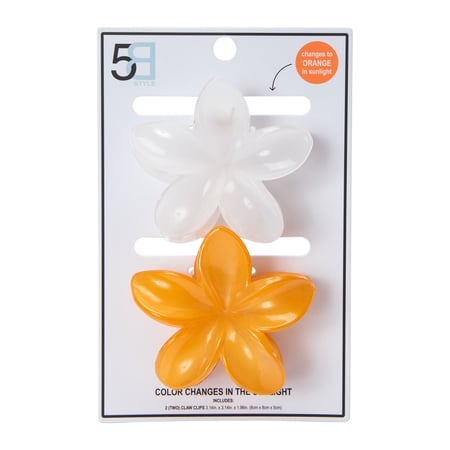 Color Changing Floral Hibiscus Claw Clips 2-Count | Five Below