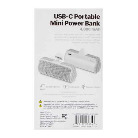 4000 mAh USB-C Portable Mini Power Bank | Five Below