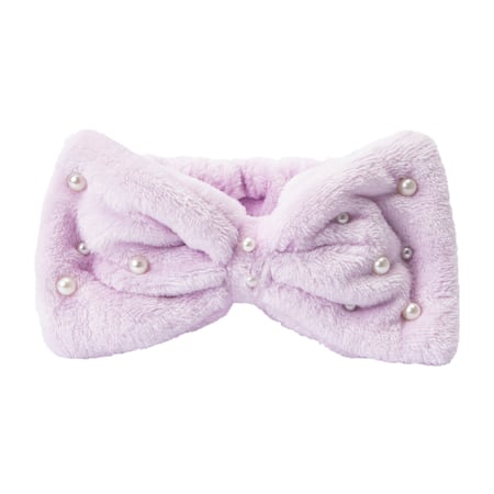 Purple and White Velvet Seersucker Pearl Heart Studded Headband Purple and White Velvet Seersucker Pearl Heart Studded Headband main image 4