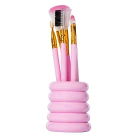 makeup brushes & storage cup 6-piece set - pink | Five Below
