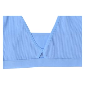 Blue Ribbed Cut-Out Bralette