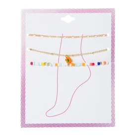 Layered Anklet Set 3-Piece - Flower