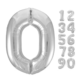 INFLATED Giant Silver Foil Number Balloon 34in