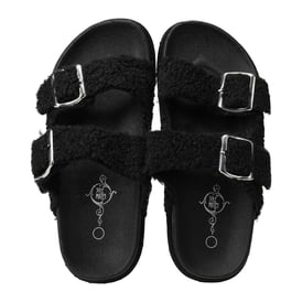 Ladies Sherpa Double Buckle Sandals