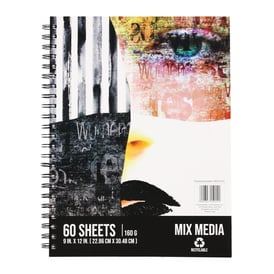 Recycled Paper Spiral Mix Media Sketchbook 9in x 12in