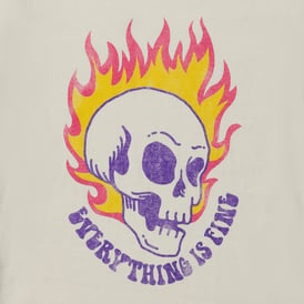 Everything Is Fine' Flaming Skull Graphic Tee