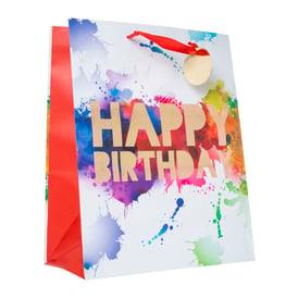 large rainbow happy birthday gift bag 12.75in x 10.4in | Five Below