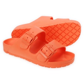 Ladies Eva Double Buckle Sandals - Orange