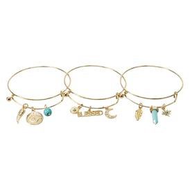 Gold Charm Bracelets Set