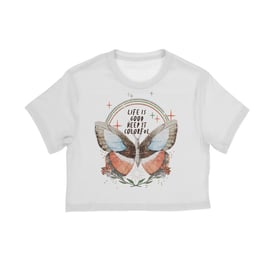 'Life Is Good' Butterfly Crop Top