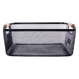 Metal Storage Bin With Plaque Label 13.3in x 10in